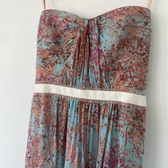 BCBGMAXAZRIA Printed Blue Amber Gown Dress Strapless Sundress Size 6 - Picture 12 of 13